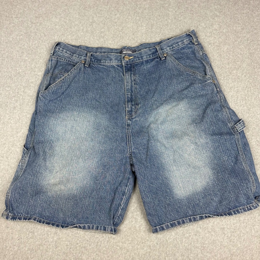 Premier Y2K Mens Carpenter Denim Shorts Size 40 Blue Medium Wash Baggy‎ Skate